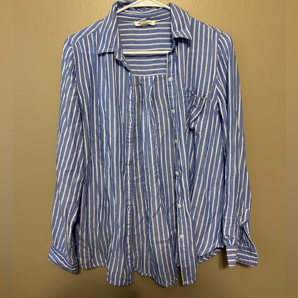 Beachlunchlounge Blue and White Striped Shirt